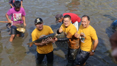 Bupati Dian Ikut Nyebur di Tradisi “Ngobeng Lauk” Situ Cimalongpong, Warga Sorak Saat Ikan 8 Kg Tertangkap